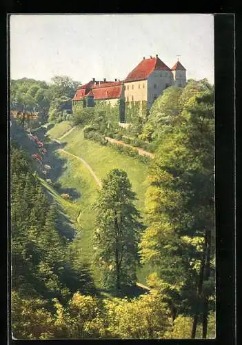 AK Meissen, Schloss Siebeneichen in grüner Umgebung