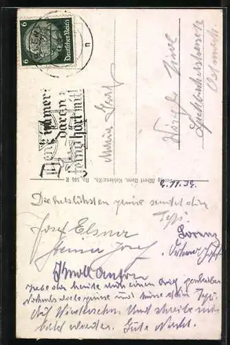 AK Wierschem, Burg Eltz, Weinglas, Mosellied von Th. Reck, Bahnpoststempel