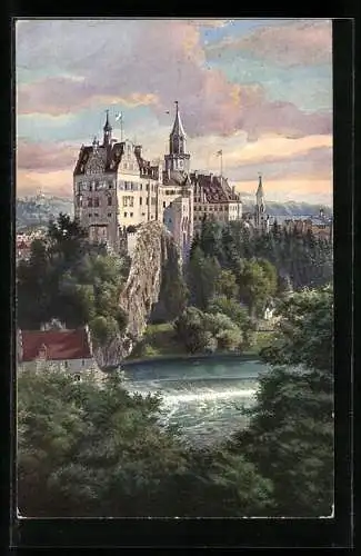 AK Sigmaringen, Blick zum Schloss