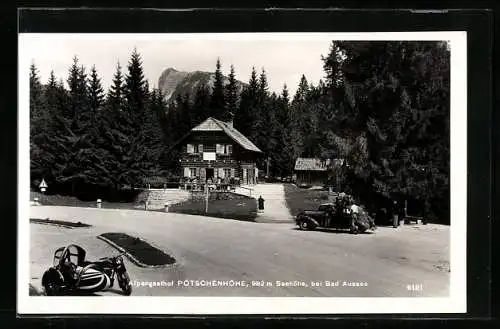 AK Bad Aussee, Gasthof Pötschenhöhe mit Motorrad