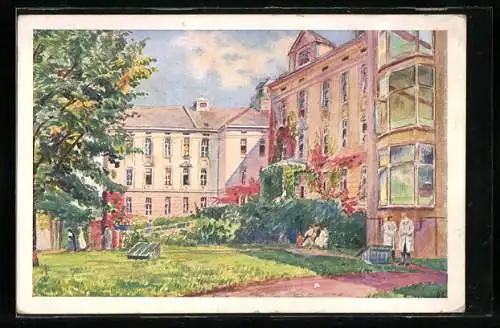 Künstler-AK Wien, Lainz, Krankenhaus der Stadt