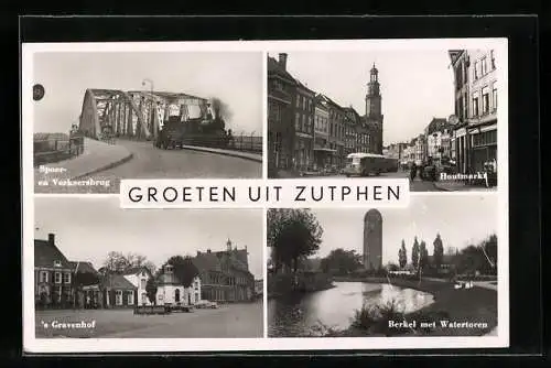 AK Zutphen, `s Gravenhof, Houtmarkt, Berkel met Watertoren