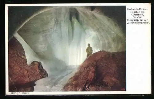 Künstler-AK Dachstein-Rieseneishöhle, Eisfiguren in der grossen Eiskapelle