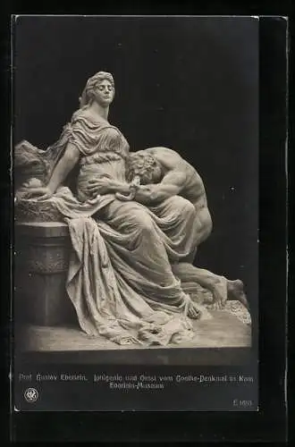 AK Bronzestatue Iphigenie und Orest vom Goethe-Denkmal in Rom, Prof. Gustav Eberlein