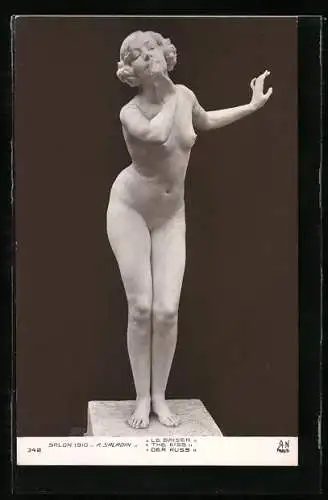 AK Marmorstatue Der Kuss von A. Saladin