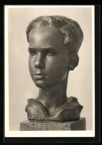 AK Skulptur Knabenkopf des Künstlers Rudolf Agricola
