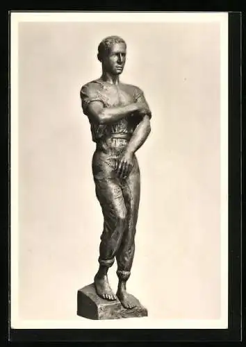 AK Bronzestatue Arbeiter von Prof. Richard Scheibe