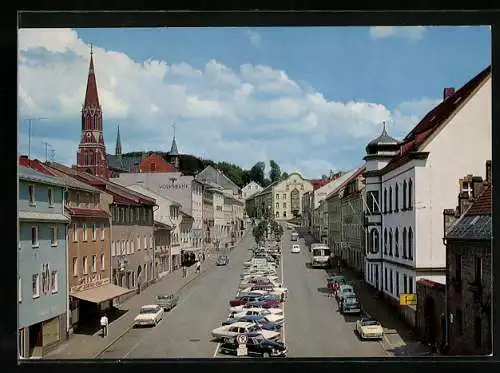 AK Zwiesel / bayr. Wald, Autos auf dem Stadtplatz