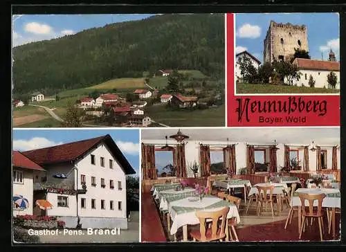 AK Neunussberg, Gasthof-Pension Brandl, Innenansicht, Burg, Panorama