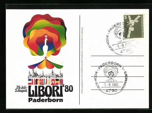 AK Paderborn, Libori-Woche 1980, Landesfahnen und Stadtansicht