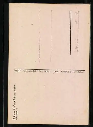 Künstler-AK Geiselhöring / Ndby., Strassenpartie mit Rathaus