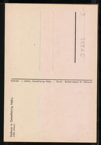 Künstler-AK Geiselhöring / Ndby., Strassenpartie mit Rathaus