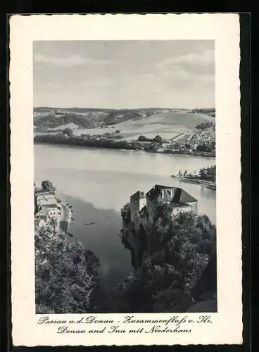 AK Passau a. d. Donau, Zusammenfluss von Inn und Donau