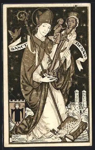 Künstler-AK sign.: Otto Grassl: München, 62. Generalversammlung der Katholiken Deutschlands, 1922