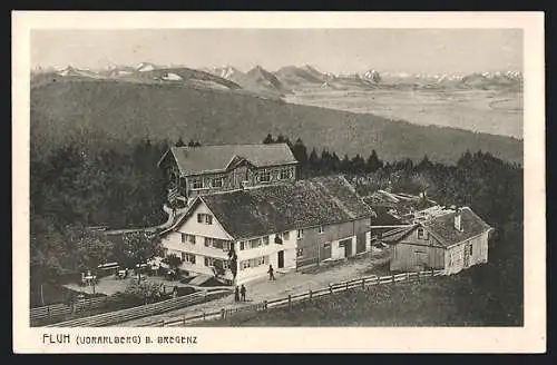AK Fluh b. Bregenz, Ortspartie mit Bergen