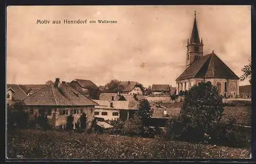 AK Henndorf am Wallersee, Teilansicht mit Kirchblick