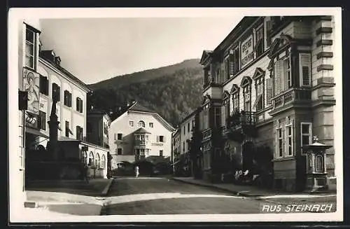 AK Steinach, Strassenpartie mit Hotel Steinbock und Gasthof zum wilden Mann