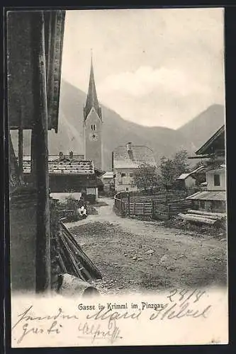 AK Krimml i. Pinzgau, Gasse mit Blick zur Kirche