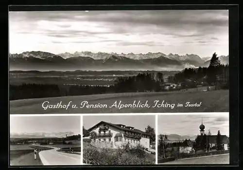 AK Icking im Isartal, Ortsansicht, Gasthof und Pension Alpenblick
