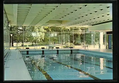 AK Grünwald / München, Schwimmhalle in der Sportschule, Ebertstrasse 1