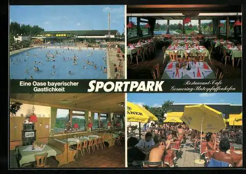 AK Germering / Obb., Café-Restaurant Sportpark, Bes. Familie Stegmayr, Am Freibad 3