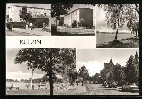 AK Ketzin, Ansichten aus der Ortschaft mit Blick auf die Havel