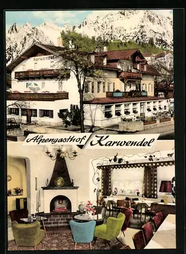AK Mittenwald, Alpengasthof Karwendel, Partenkirchner Strasse 17