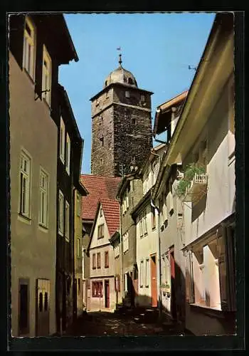 AK Lohr a. Main, Blick aus der Muschelgasse auf den Stadtturm