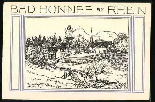 Notgeld Bad Honnef am Rhein 1921, 50 Pfennig, Ortsansicht von Mülheim