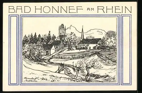 Notgeld Bad Honnef am Rhein 1921, 50 Pfennig, Wegpartie bei Mülheim