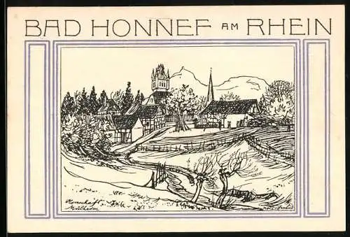 Notgeld Bad Honnef am Rhein 1921, 50 Pfennig, Mülheim gegen die Berge