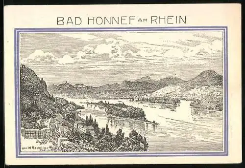 Notgeld Bad Honnef am Rhein 1921, 99 Pfennig, Die Ruine Drachenfels und Rhöndorf