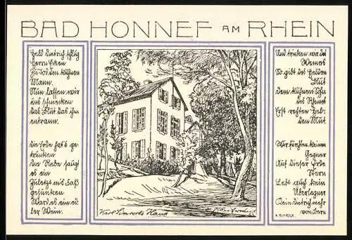 Notgeld Bad Honnef am Rhein 1921, 99 Pfennig, Karl Simrock`s Haus