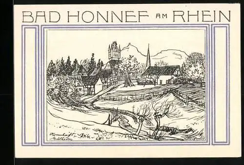 Notgeld Bad Honnef am Rhein 1921, 50 Pfennig, Blick auf Mülheim