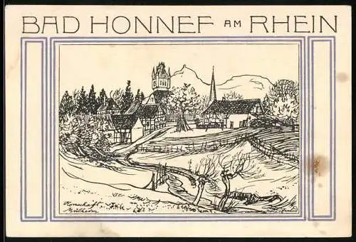 Notgeld Bad Honnef am Rhein 1921, 50 Pfennig, Partie bei Mülheim