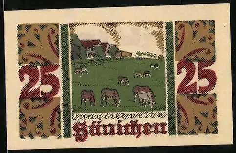 Notgeld Harzgerode 1921, 25 Pfennig, Jungviehweide Sünichen