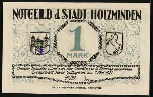 Notgeld Holzminden, 1 Mark, Zapfenstreich beim Schützenfest