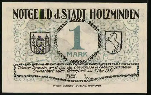 Notgeld Holzminden, 1 Mark, Das Fahnenschwenken beim Schützenfest