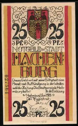 Notgeld Hachenburg 1921, 25 Pfennig, Der Marktbrunnen