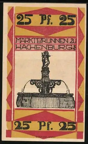 Notgeld Hachenburg 1921, 25 Pfennig, Der Marktbrunnen