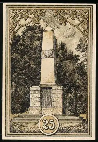 Notgeld Hohenfriedeberg, 25 Pfennig, Protestantische Kirche, Denkmal