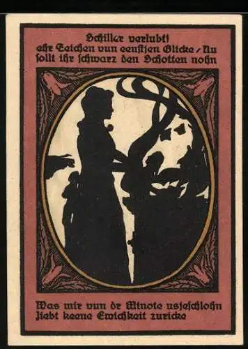 Notgeld Kalbsrieth, 50 Pfennig, Allegorische Flora mit Füllhorn, Frau am Feuer