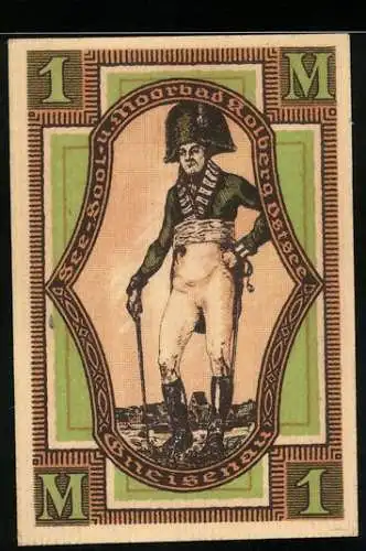 Notgeld Kolberg /Ostsee 1921, 1 Mark, Gneisenau in Uniform
