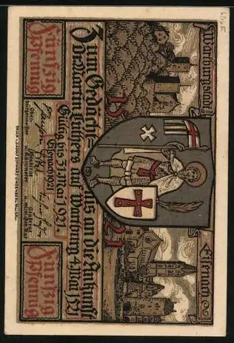 Notgeld Eisenach, 50 Pfennig, Luthers Ankunft auf der Wartburg