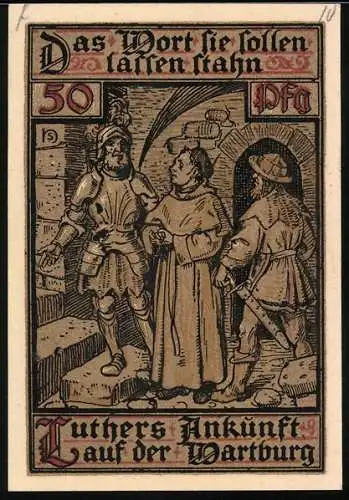 Notgeld Eisenach, 50 Pfennig, Luthers Ankunft