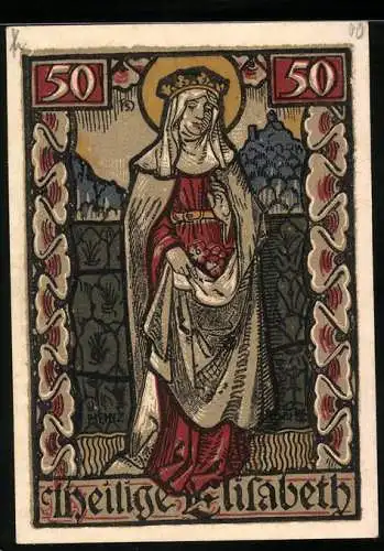 Notgeld Eisenach, 50 Pfennig, Die heilige Elisabeth