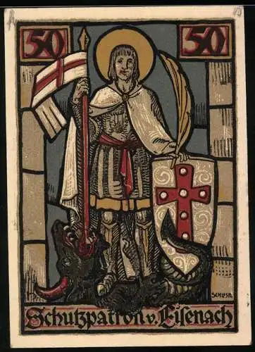 Notgeld Eisenach, 50 Pfennig, Schutzpatron von Eisenach