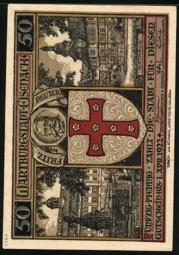 Notgeld Eisenach, 50 Pfennig, Schutzpatron von Eisenach