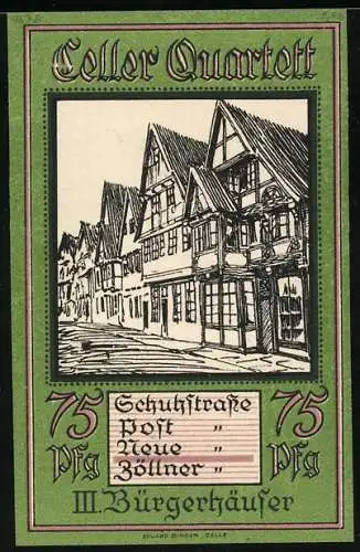 Notgeld Celle, 75 Pfennig, Bürgerhaus in der Neuen Strasse