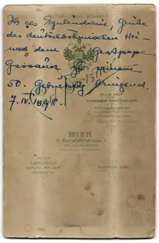Fotografie Carl Pietzner, Wien, junges Mädchen in Egerländer Tracht, 1898